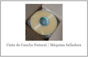 Rollo de cinta de caucho natural de 1000 mt para máquina selladora, dentro de su caja
