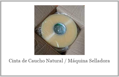 Rollo de cinta de caucho natural de 1000 mt para máquina selladora, dentro de su caja